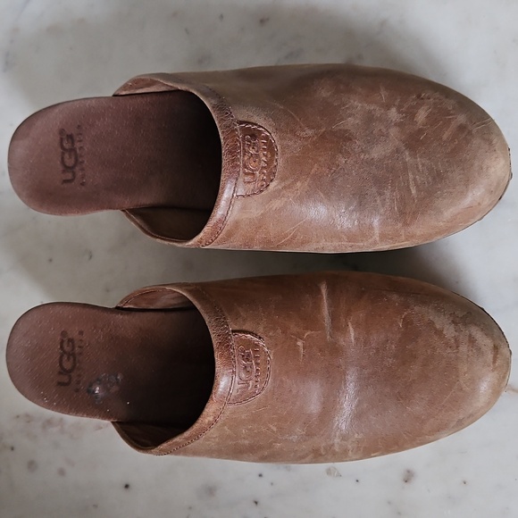 UGG: leather shearling wooden clogs - Picture 2 of 7